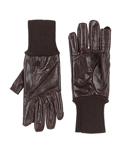 RICK OWENS Gloves Chocolate brown 100% Calfskin, Wool
