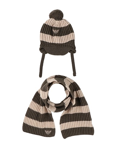 EMPORIO ARMANI Baby accessories set Dark green 45% Viscose, 25% Wool, 25% Polyamide, 5% Cashmere
