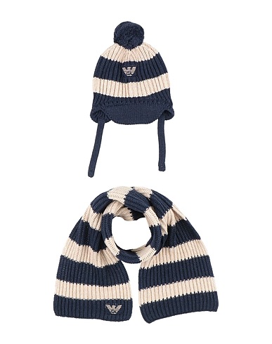 EMPORIO ARMANI Baby accessories set Midnight blue 45% Viscose, 25% Wool, 25% Polyamide, 5% Cashmere
