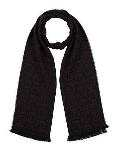 PHILIPP PLEIN Scarves and foulards Dark brown 50% Wool, 50% Acrylic