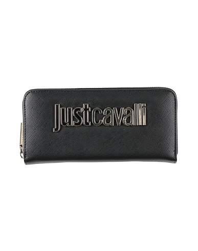 JUST CAVALLI Wallet Black 100% Polyester, Polyurethane coated