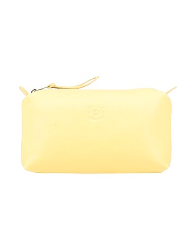 IL BISONTE Beauty case Pastel yellow Leather