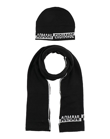 ARMANI EXCHANGE Accessories sets Black 50% Polyamide, 45% Acrylic, 5% Wool