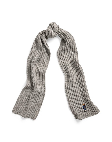 POLO RALPH LAUREN Scarves and foulards Polo Bear Rib-Knit Scarf
 Grey 80% Wool, 20% Recycled nylon