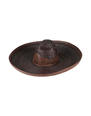 ETRO Hat Dark brown 100% Straw, Leather