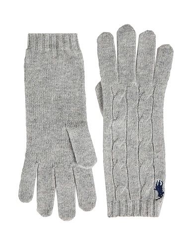 POLO RALPH LAUREN Guanti Grigio chiaro 90% Lana, 10% Cachemire