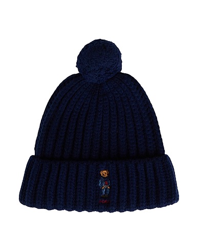 POLO RALPH LAUREN Hat Polo Bear Rib Pom-Pom Beanie Hat
 Midnight blue 80% Wool, 20% Recycled nylon