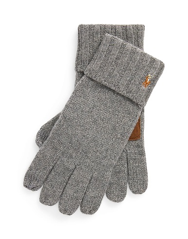 POLO RALPH LAUREN Gants Gris 100% Laine, Cuir de brebis