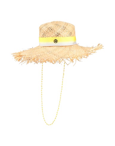 MAISON MICHEL Hat Beige Natural raffia, Brass, Plastic