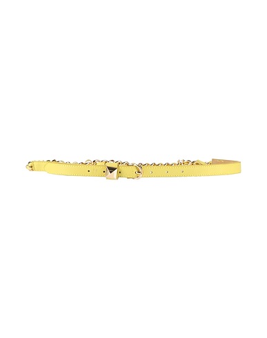RELISH Thin belt Lime green Leather, Metal