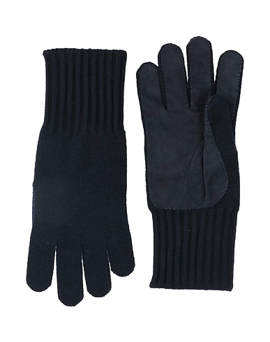 DUNHILL Guanti Blu notte 100% Cachemire, Pelle di agnello