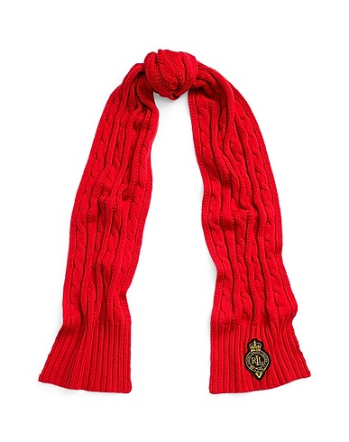 LAUREN RALPH LAUREN Écharpes et foulards Crest-Patch Cable-Knit Scarf
 Rouge 50% Polyester recyclé, 35% Nylon, 15% Laine