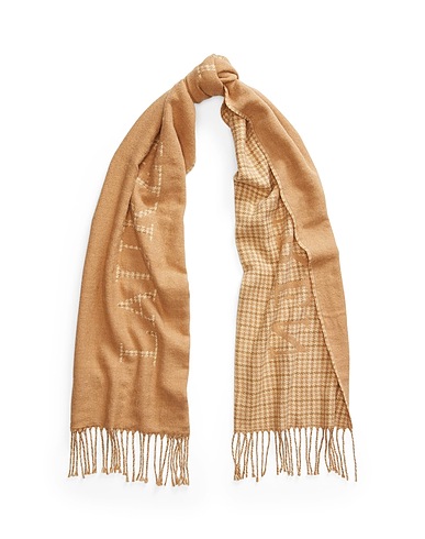 LAUREN RALPH LAUREN Scarves and foulards Reversible Logo Jacquard Scarf
 Camel 71% Acrylic, 29% Wool