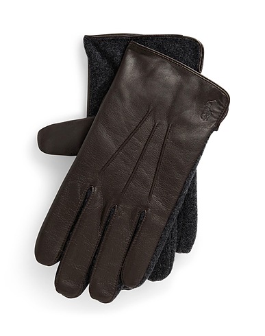 POLO RALPH LAUREN Handschuhe Sheepskin Touch Screen Gloves
 Schokobraun 100% Schafleder, Wolle, Nylon