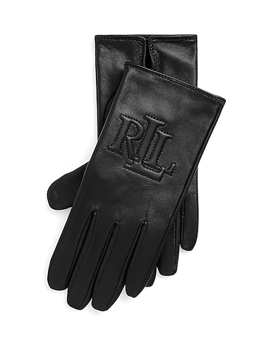 LAUREN RALPH LAUREN Gloves Logo-Embossed Sheepskin Tech Gloves
 Black 100% Sheepskin