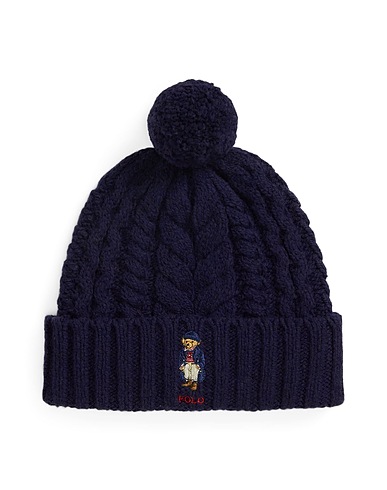 POLO RALPH LAUREN Cappello POLO BEAR CABLE POM-POM BEANIE
 Blu navy 80% Lana, 20% Nylon riciclato