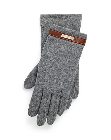 LAUREN RALPH LAUREN Guanti Sheepskin-Trim Wool-Blend Tech Gloves
 Grigio 70% Lana, 20% Nylon, 10% Cachemire