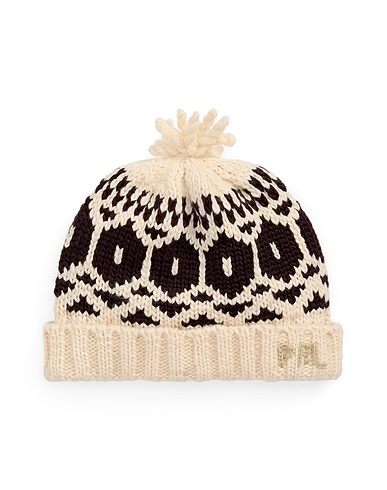 POLO RALPH LAUREN Hat Wool Snowflake Beanie
 Ivory 100% Wool