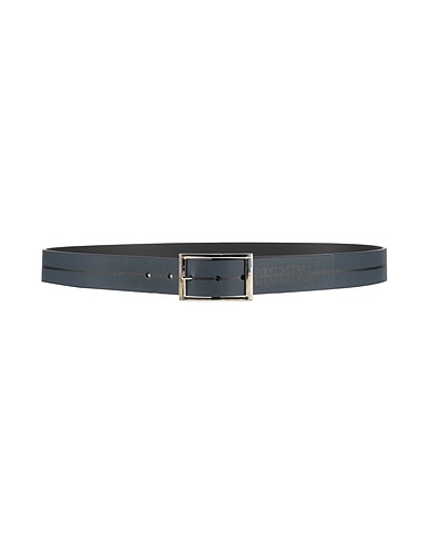 BIKKEMBERGS Leather belt Navy blue 100% Calfskin