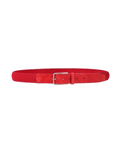CORNELIANI Leather belt Red Leather, Textile fibres