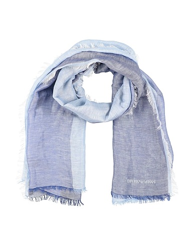 EMPORIO ARMANI Scarves and foulards Sky blue 63% Linen, 37% Modal