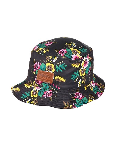 KENZO Sombrero Negro 100% Poliéster, Piel de bovino