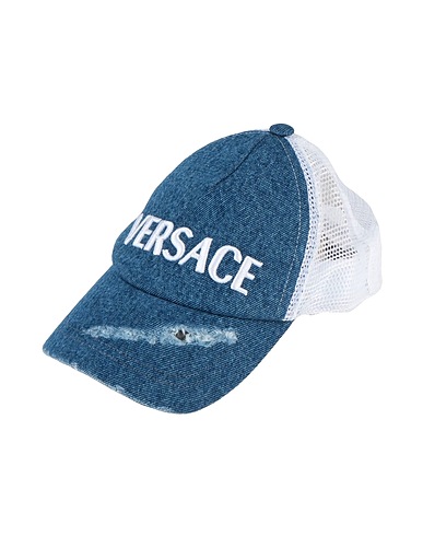 VERSACE YOUNG Hat Blue 100% Cotton, Polyester