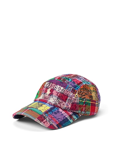POLO RALPH LAUREN Hat PATCHWORK MADRAS CAP
 Burgundy 100% Cotton