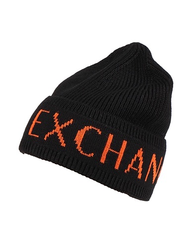 ARMANI EXCHANGE Hat Black 70% Acrylic, 30% Wool