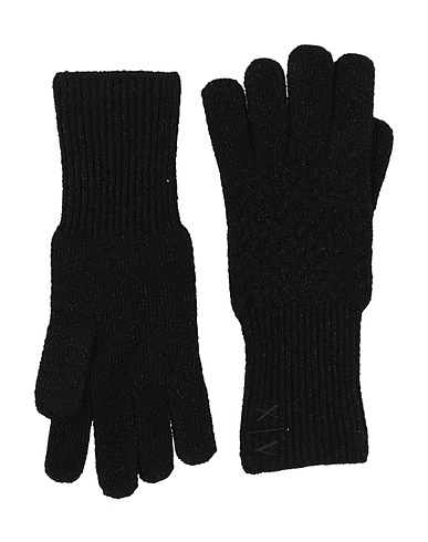 ARMANI EXCHANGE Gloves Black 30% Polyester, 30% Viscose, 23% Wool, 10% Polyamide, 7% Cashmere