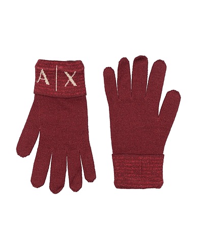 ARMANI EXCHANGE Gloves Burgundy 70% Acrylic, 30% Wool