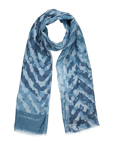 EMPORIO ARMANI Scarves and foulards Midnight blue 50% Modal, 42% Linen, 8% Silk