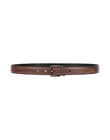 DOLCE&GABBANA Leather belt Dark brown 100% Calfskin