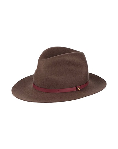 RAG & BONE Hat Dark brown 100% Wool, Cow leather