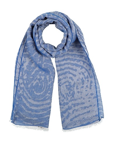 EMPORIO ARMANI Scarves and foulards Blue 49% Cotton, 37% Modal, 14% Linen