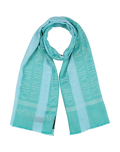 EMPORIO ARMANI Scarves and foulards Turquoise 83% Cotton, 17% Acetate