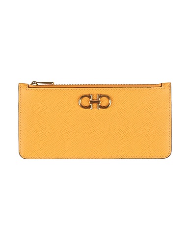 FERRAGAMO Portacarte GIALLO OCRA Pelle di vitello
