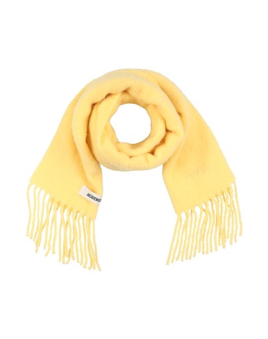 JACQUEMUS Scarves and foulards Pastel yellow 28% Alpaca wool, 28% Mohair wool, 24% Virgin Wool, 20% Polyamide