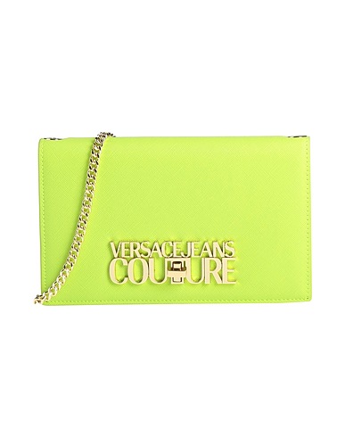 VERSACE JEANS COUTURE Across-body bag Lime green 100% Polyester, Polyurethane resin