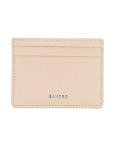 SANDRO Small Leather Goods Beige 100% Vegetable-tanned leather, Polyurethane coated
