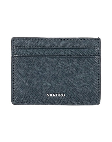 SANDRO Small Leather Goods Midnight blue 100% Vegetable-tanned leather, Polyurethane coated
