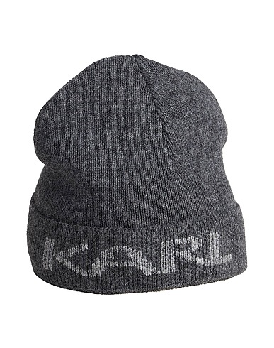 KARL LAGERFELD Hat Charcoal 74% Acrylic, 12% Wool, 9% Viscose, 5% Alpaca wool