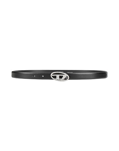 DIESEL Thin belt Black 100% Cow leather, Zamak