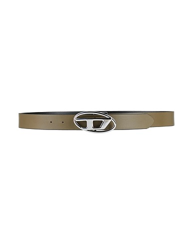 DIESEL Regular belt Military green 100% Cow leather, Zamak