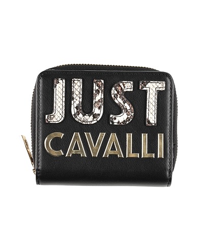 JUST CAVALLI Wallet Black 100% Polyester, Polyurethane resin