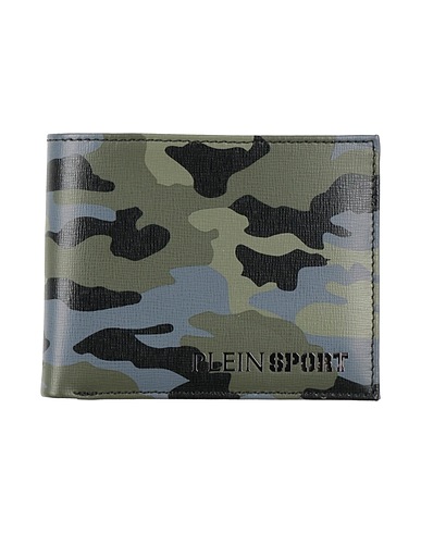 PLEIN SPORT Wallet Military green Cow leather