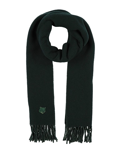 MAISON KITSUNÉ Scarves and foulards Dark green 100% Virgin Wool