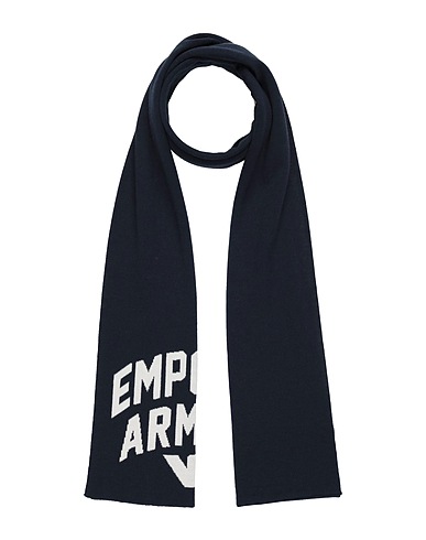EMPORIO ARMANI Scarves and foulards Midnight blue 50% Virgin Wool, 50% Acrylic