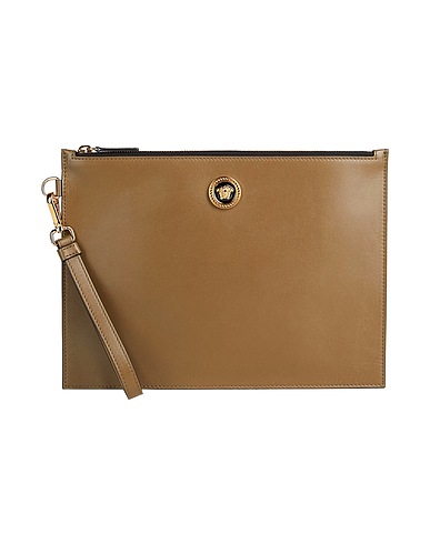 VERSACE Pouch Military green Calf hair