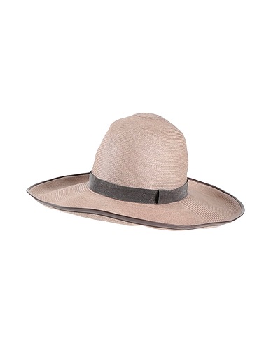 BRUNELLO CUCINELLI Mützen & Hüte Maulwurfsgrau 76% Hanf, 18% Baumwolle, 6% Nylon, Leder, Messing